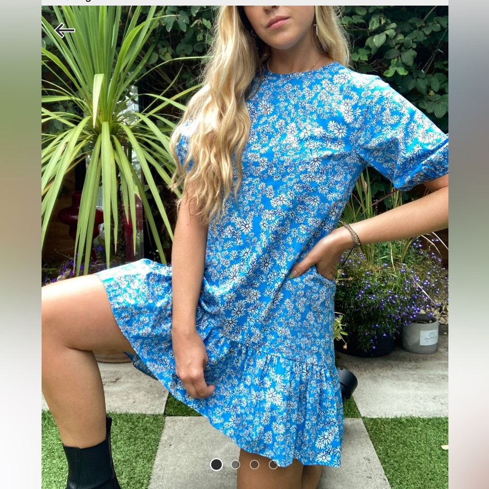 NWT Topshop cotton mini dress in light blue size 6 tall